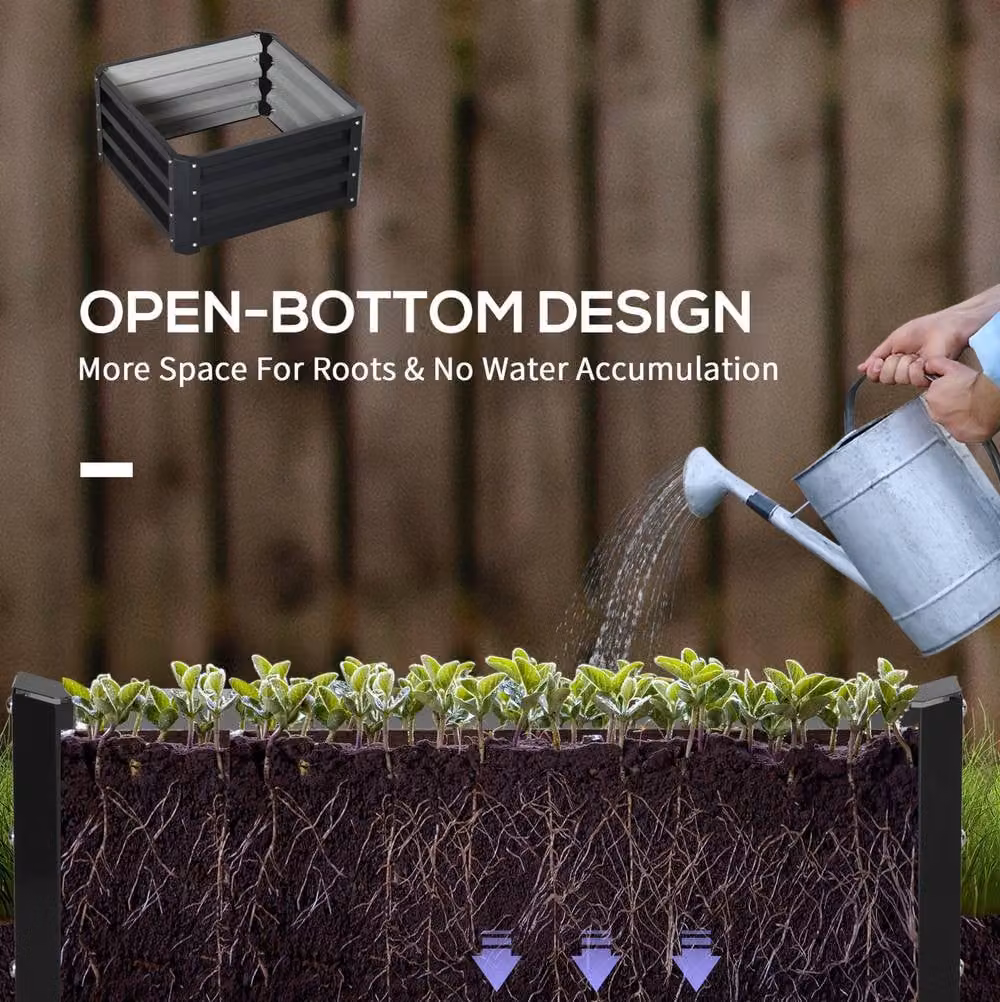 STILVORA Set of 2 Steel Grey Planter Tub Boxes, 60 cm – 4