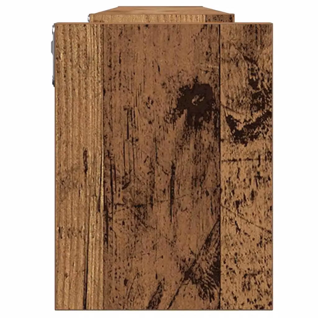 Berkfield Home Set of 2 Rustic Brown Wall Shelves in Old Wood, W: 100 cm, D: 20 cm, H: 15 cm – 2