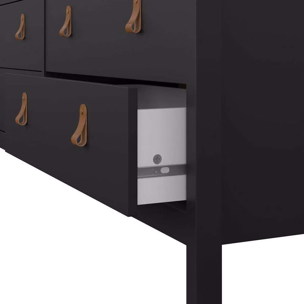 Wyld Haus Wyldberry 8 Drawer Dresser in Matt Black with Leather Tab Handles – 4