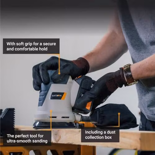 Batavia Maxxpack 18V Cordless Orbital Sander 125mm, Grey and Orange – 4