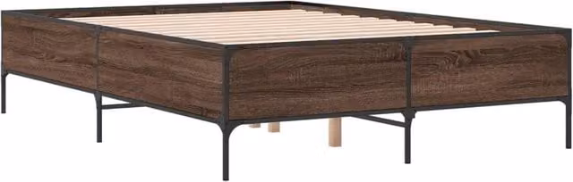 Berkfield Home Durable King Size Bed Frame in Brown Oak, W/D/H: 150 x 203 x 44 cm – 1