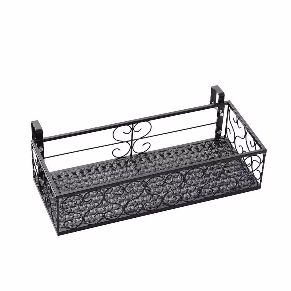 FORGEVIO Black Metal Hanging Trough Planter for Balcony Railings, W/D/H: 50 x 20 x 12 cm – 2