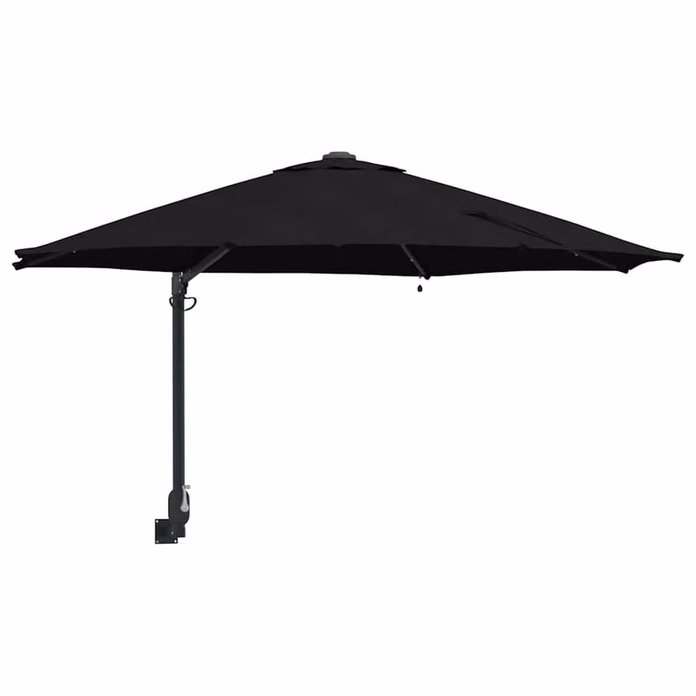 Berkfield Home Traditional Wall-mounted Garden Parasol with LEDs, Black, Diameter: 248 cm – 3