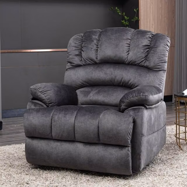 Home Touch Interior Grey Fabric Electric Power Lift Up Massage and Heat Recliner Chair