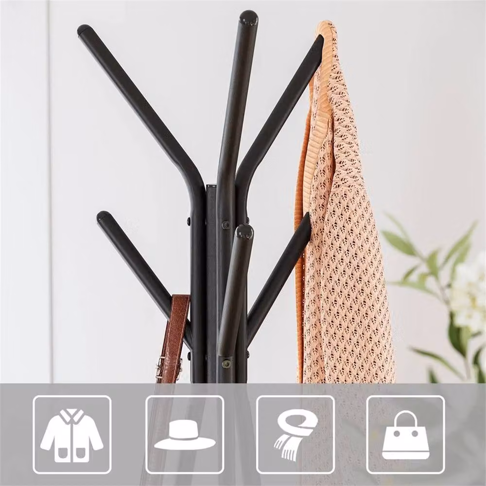 Kelvenix Free Standing Hall Tree Coat Tree in Brown and Black – 2