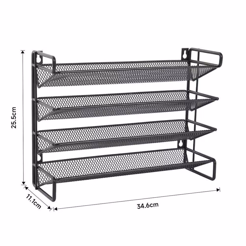 Kelvenix 4 Tier Multi-Functional Wall-Mounted Metal Spice Rack in Black – 2