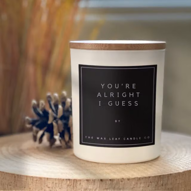 The Wax Leaf Candle Co You're Alright I Guess Novelty Scented Gourmand Candle in Black