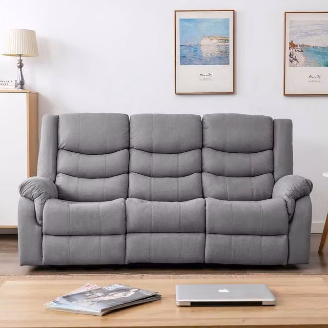 More4Homes Seattle Electric Fabric Recliner 3+2+1 Sofa Armchair Set Suite in Grey – 1