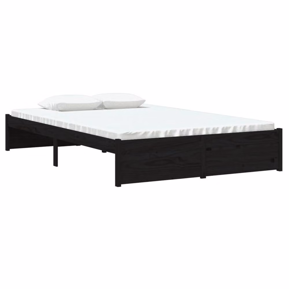 Berkfield Home Small Double Bed Frame in Black Solid Pine Wood, W: 120 cm x L: 190 cm – 3