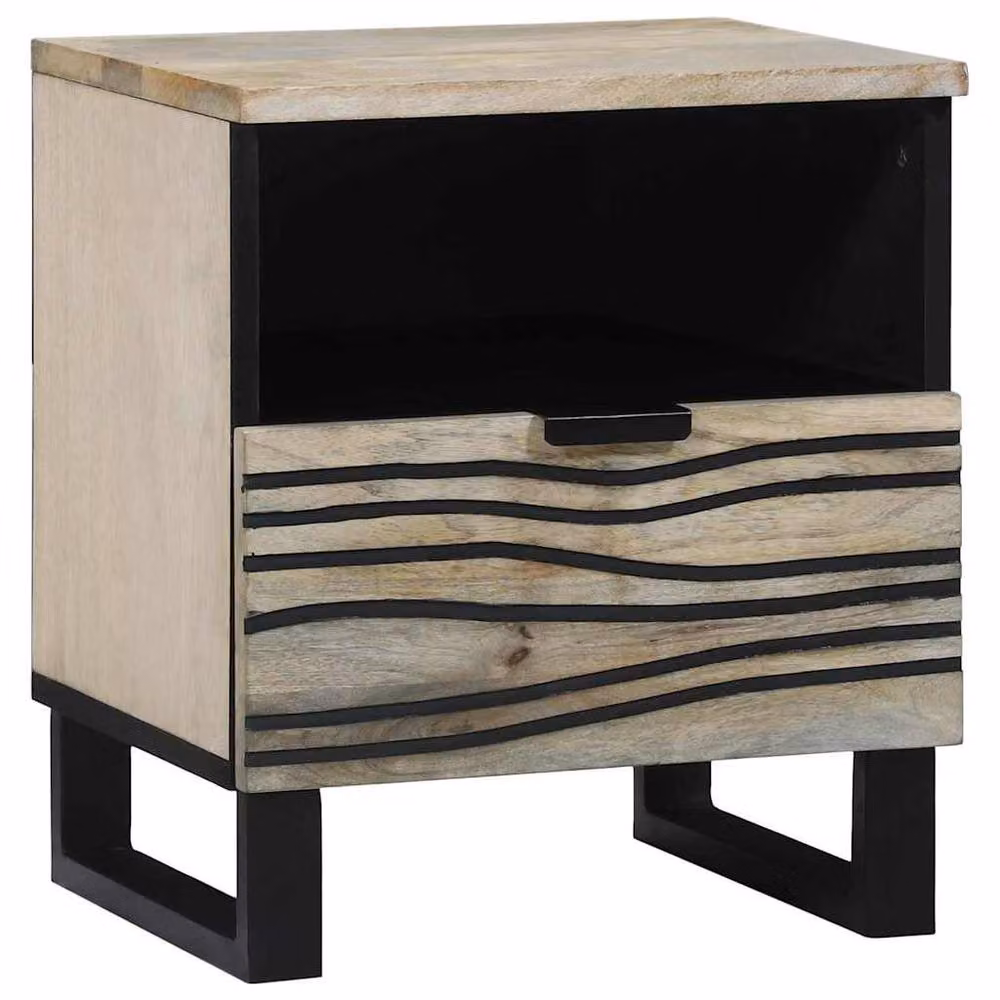 Berkfield Home Modern Bedside Tables, 2 Piece Set in White and Black, W/D/H: 40 x 33 x 46 cm – 3
