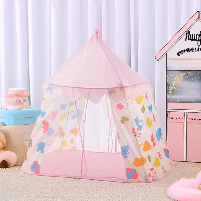 Livingandhome Pink Foldable Textile Play Tent for Kids