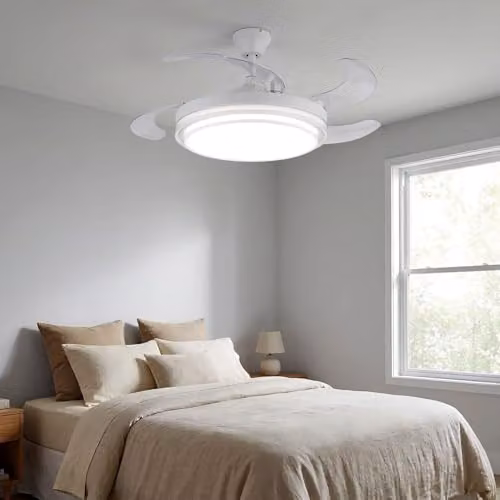 Netlighting Beliz Ceiling Fan and Light, White, Dimmable LED with Remote Control and Timer, D 106.6 cm – 3