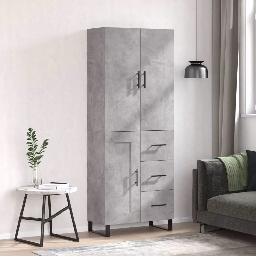 Berkfield Home Highboard in Concrete Grey, W/D/H: 69.5 x 34 x 180 cm – 2
