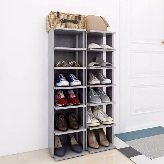 Berkfield Home Set of 2 Wall Mounted Shoe Cabinets in Concrete Grey, W/D/H: 25 x 27 x 102 cm – 1