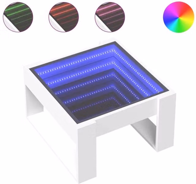 Berkfield Home Infinity LED Coffee Table in White, W/D/H: 50 x 53 x 30 cm – 1