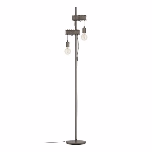 Eglo Townshend 4 Industrial Floor Lamp in Brown Metal