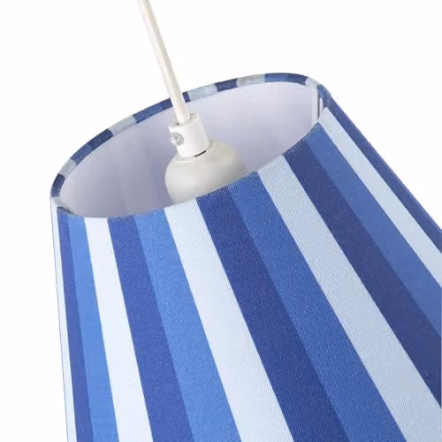 Happy Homewares Modern Blue Striped Linen Fabric Coolie Lamp Shade with White Cotton Inner Lining, W/D/H: 18 x 18 x 25 cm – 3