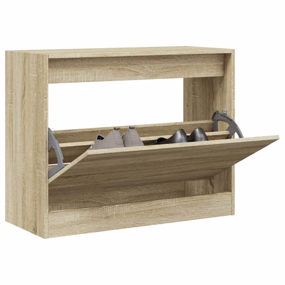 Berkfield Home Sonoma Oak Shoe Cabinet in Light Brown, W/D/H: 80 x 34 x 63 cm – 2
