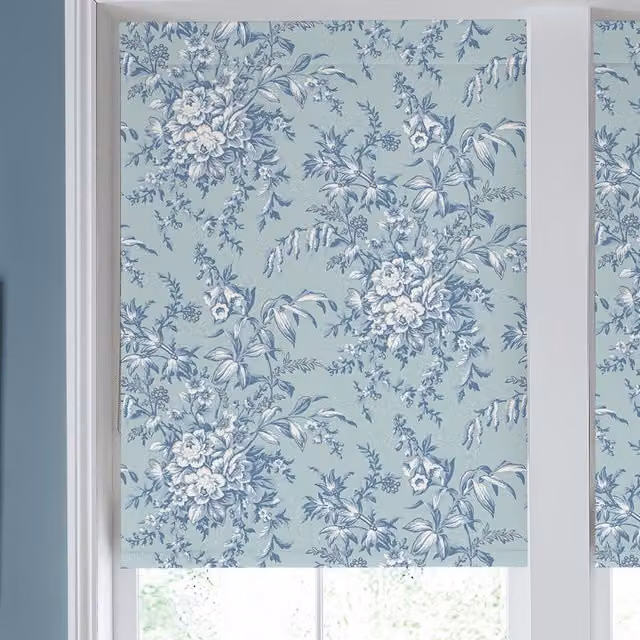 Laura Ashley Picardie Blue Sky Floral Blackout Made to Measure Roller Blind