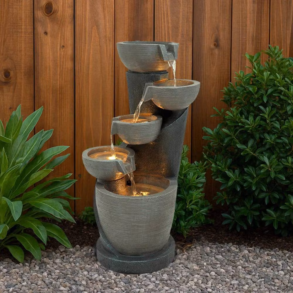 Monstershop Illusion Lagoon Electric Water Feature, Grey Polyresin Cascade, W/D/H: 57.0 x 26.0 x 57.0 cm – 3