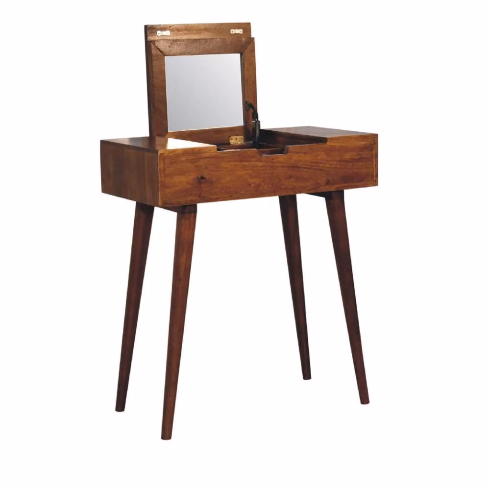 Wyld Haus Olbia Mango Wood Dressing Table with Tri-Fold Mirror in Brown, W/D/H: 78 x 35 x 70 cm – 3