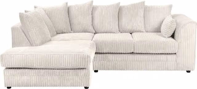 SquareBoxx Lennox Jumbo Cord Corner Sofa Left Hand Facing Chaise in Off-White – 2