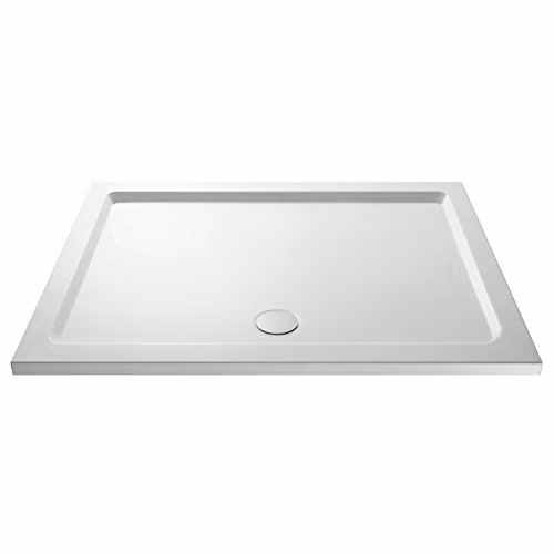 Nuie NTP033 Modern Rectangular Slimline Pearlstone Shower Tray, W: 1400 mm, D: 800 mm, H: 40 mm, Gloss White – 1