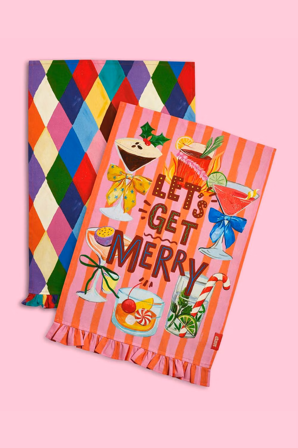 Eleanor Bowmer Let's Get Merry Cotton Kitchen Tea Towel Pack of 2, Multicolour, W: 50 cm, H: 70 cm – 3