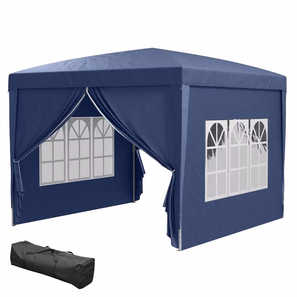 Outsunny Blue Pop-Up Gazebo with Windows and Steel Frame, W/D/H: 300 x 300 x 196 cm – 2