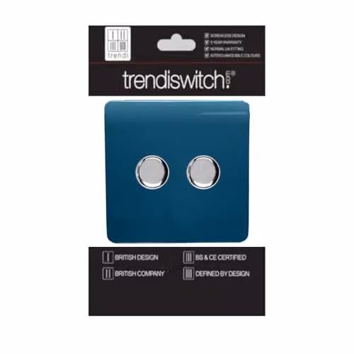 Trendi Modern Glossy 2 Gang 2 Way 120w LED Dimmer Switch in Midnight Blue – 2