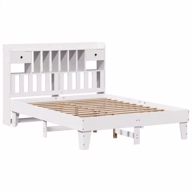 Berkfield Home Solid Wood Pine Bed Frame with Drawers, White, W/D/H: 160 x 200 x 110 cm – 1