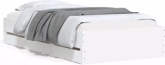 Berkfield Home Small Single Bed Frame with Drawers, White