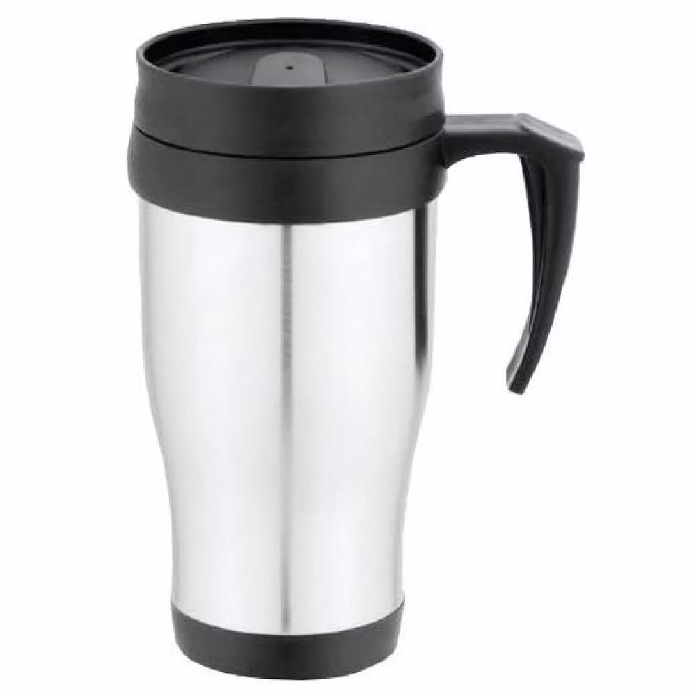 BARGAINS-GALORE Silver Stainless Steel Insulated Double Walled Travel Mug with Lid, 414 ml – 3