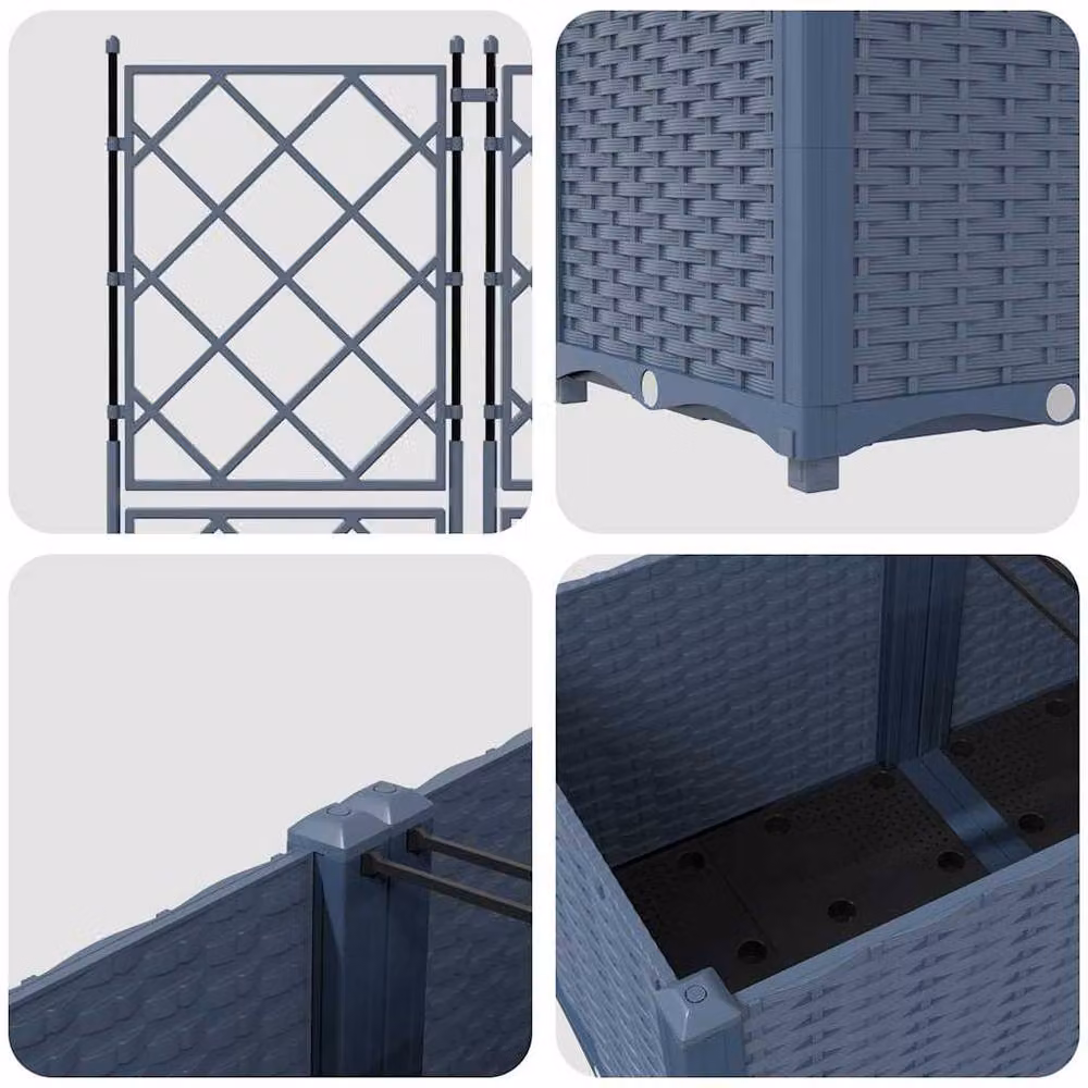 Berkfield Home Garden Planter with Trellis, 3 Piece Set, Grey, W: 120 cm, D: 40 cm, H: 143 cm – 5
