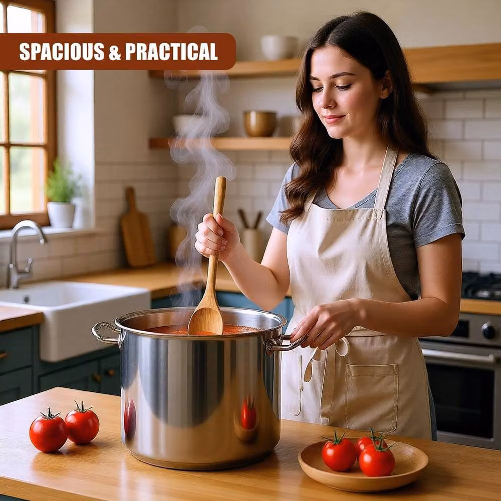 Pawnora 11L Gastro Large Deep Stainless Steel Stock Pot in Silver, Diameter: 100 cm, Height: 15 cm – 4