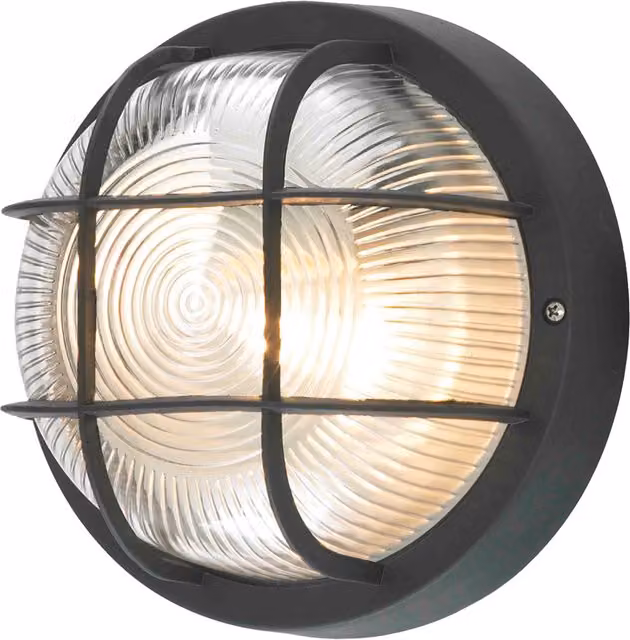 Litecraft Mole Industrial LED Outdoor Bulkhead Wall Light in Black