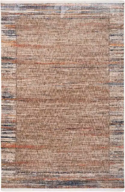 The Rug House Multicolour Terracotta Floral Modern Rectangular Area Rug with Fringes, W: 170 cm, D: 120 cm