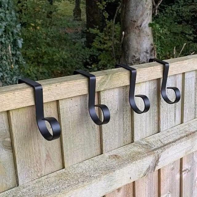 Havendro 4 Pack Metal Garden Fence Hook Panel Brackets in Black