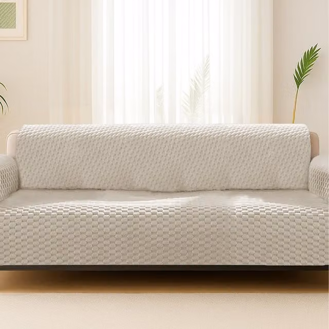 Home Republic Luxury Chunky Popcorn Thermal Sofa Protector in Beige, Width: 172 cm