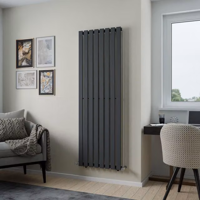 Agadon Lola Designer Panel Radiator in Anthracite Grey, W: 60.0 cm, H: 180.0 cm