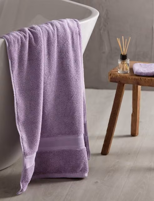 M&S Super Soft Pure Cotton Fluffy Quick Drying Towel in Purple