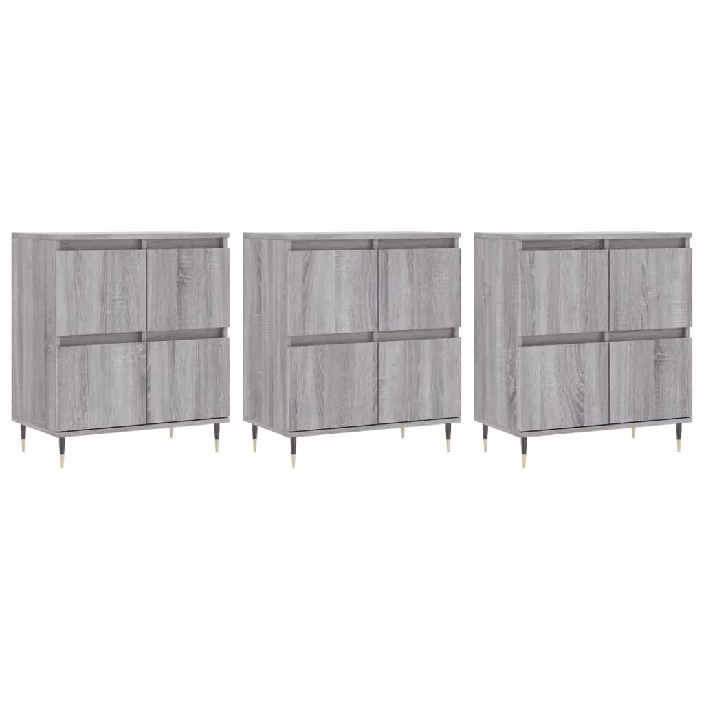 Berkfield Home 3-Piece Sideboard Set in Grey Sonoma Matt MDF – 1
