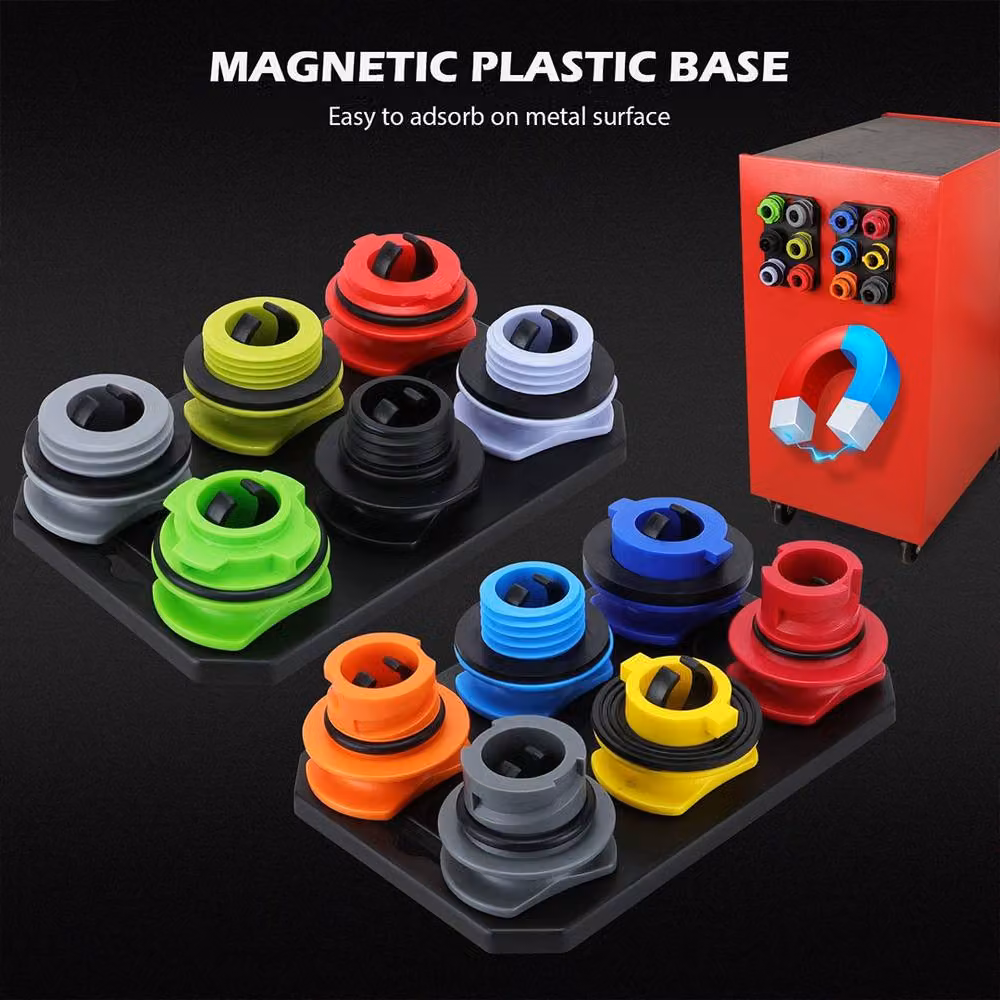 Ventryn 18-Piece Engine Oil Funnel Kit with 12 Adapters and Magnetic Tray in Transparent Multicolour – 5