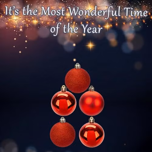 VFM e-Store Red Round Christmas Bauble Hanging Tree Ornaments, Pack of 5, Diameter: 6 cm – 5