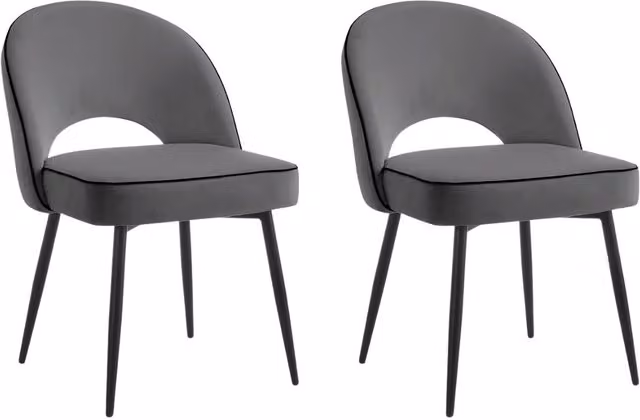Home Detail Tilly Velvet Dining Chair Set of 2, Ivory and Grey
