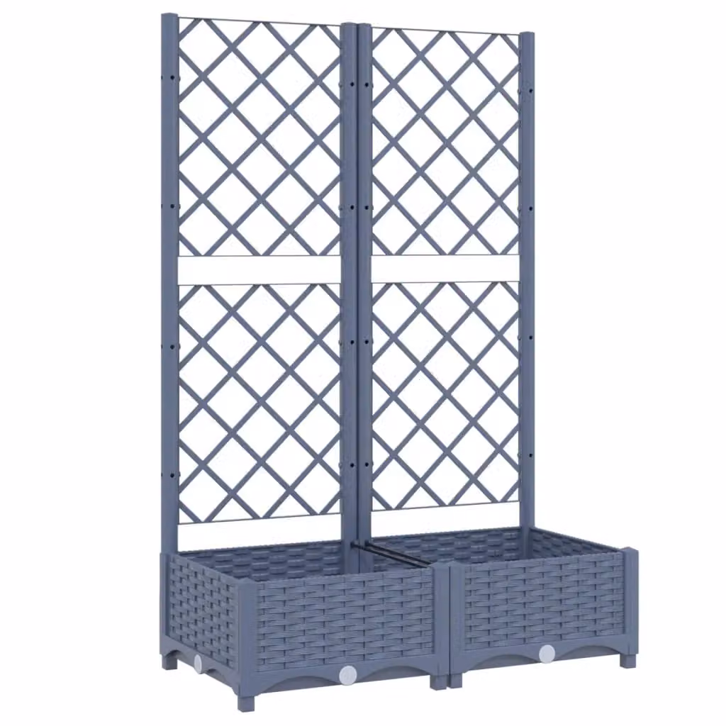 Berkfield Home Garden Planter with Trellis in Dark Grey, W: 80 cm, D: 40 cm, H: 121.5 cm – 2