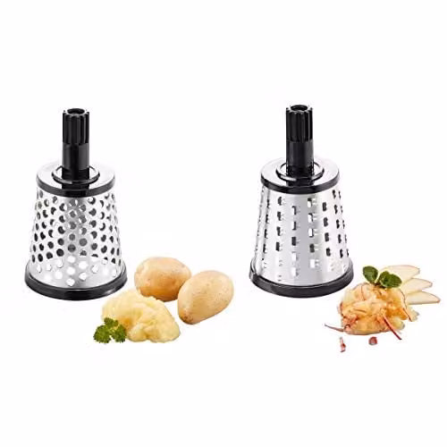 Gefu 19010 Crown Bircher Transforma Cutting Drum with Multiple Blades, Silver Stainless Steel, W/D/H: 14 x 8 x 8 cm