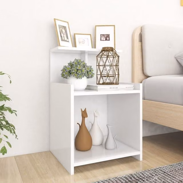 Berkfield Home Set of 2 White Bedside Cabinets in Engineered Wood W/D/H: 40 x 35 x 60 cm