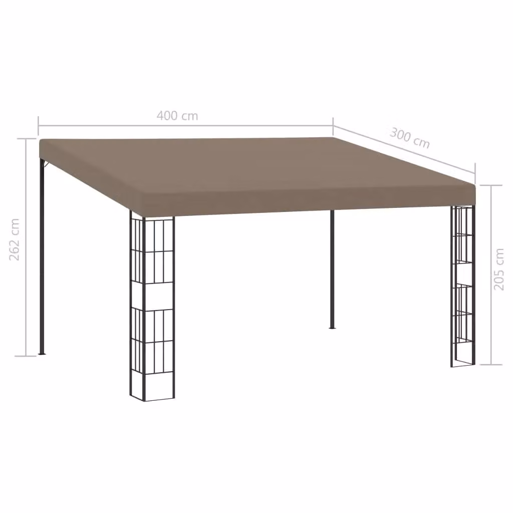 Berkfield Home Wall-mounted Gazebo in Beige Fabric, W: 400 cm, D: 300 cm, H: 262 cm – 2