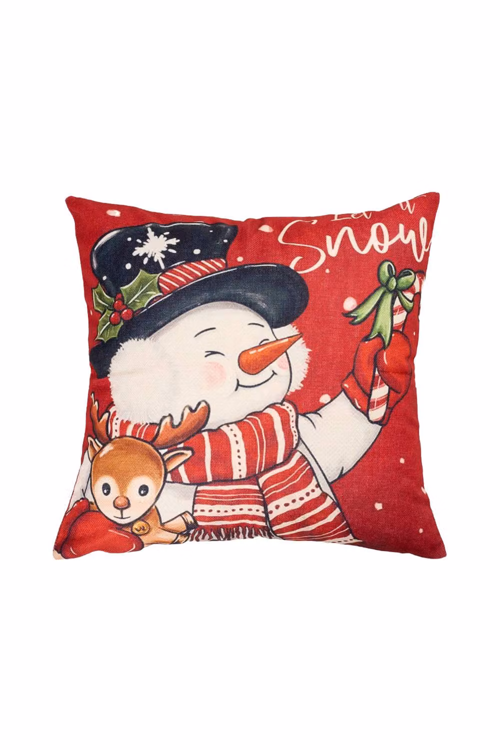 Living and Home Christmas Themed Multicolour Plush Decorative Square Pillow Case – 2